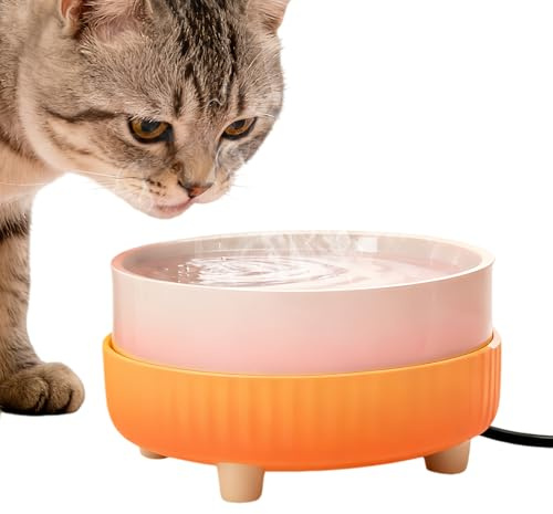 Cuenco De Agua Calefactado para Perros | de Cerámica con Alimentación USB,Bebedero Termostático para Perros Y Gatos - para Cachorros, Aves, Interior Exterior