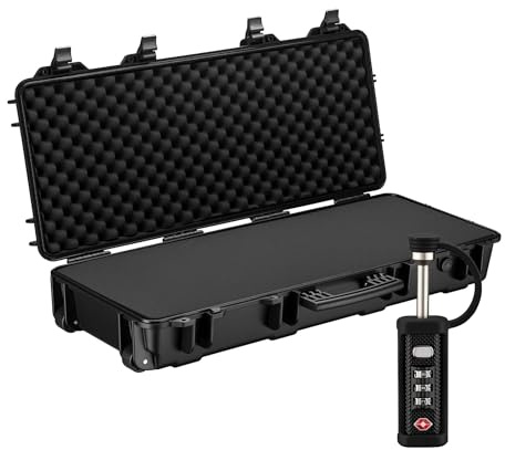 Wiltec Vapenkoffert 97,8 x 42 x 17,3 cm med TSA-lås för långvapen, gevärväska med skumgummi för säker transport, vapenfodral med hög bärkraft och handtag