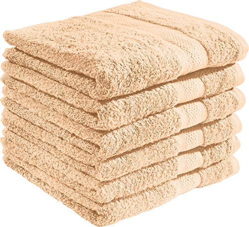 REDBEST Handtuchset, Frottierset 6er-Pack Chicago apricot Größe 50x80 cm - saugstark, strapazierfähig, ideal für Reisen, Sport (weitere Farben)