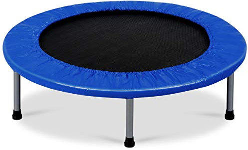 COSTWAY Mini Trampolín de φ96cm Cama Elástica Fitness Carga hasta 100 kg Trampolín Plegable para Jardín Interior Exterior (Azul Oscuro)