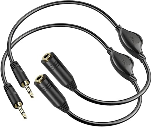 PChero 2 Packs 3.5mm Headphone Extension Cables with Mic, Male to Female Stereo Audio Jack Extender Aux Extension Adapter Cords with Volume Control