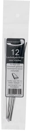 PRODIAMANT Hoja de sierra de marquetería tamaño 3 fina, para madera y plástico, 12 unidades, 130 mm, fabricada en Alemania