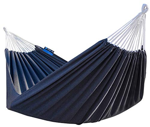 Potenza Outdoor Hängematte 220 x 160 cm, Belastbarkeit bis 200 kg Doppelhängematte XXL (Grau)