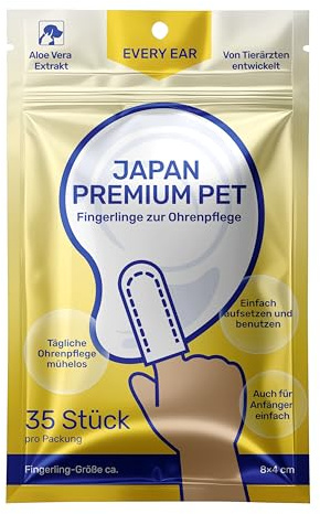 Japan Premium Pet Oreille Lingettes Nettoyantes pour Chiens et Chats | Nettoyant Oreille Chien | Lingettes Auriculaires Contre Les odeurs et la saleté | 35 Lingettes Biodégradables Non Irritantes