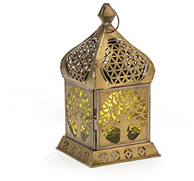 NKlaus Livets träd orientalisk lampa i grönt glas och antik mässing 8260