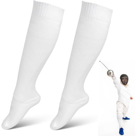 HERCHR Calcetines de Esgrima, Calcetines Largos Transpirables de Algodón Absorba el Sudor Medias Protectoras Elásticas para Esgrima para Niños y Adultos(M)