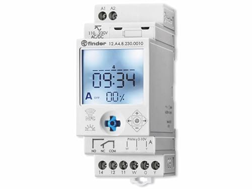 Finder Interrupteur horaire pour Rail Tension de Fonctionnement: 230 V/DC, 230 V/AC 12.A4.8.230.0010 1 inverseur (RT) 3
