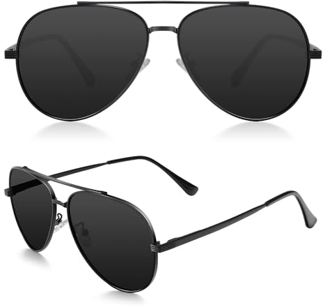 ANYLUV Polarisiert Sonnenbrille Herren Damen Premium Metallrahmen Unisex mit UV400 Schutz Vintage Schwarz Fahrerbrille