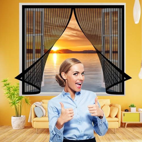 Fly Screen Mosquito Net 172 x 110 cm(68 x 43inch), Fly Screen Mosquito Window Screen, Keep Insects Out Fits Any Size Insect Mesh Mosquito Net for Window, Black