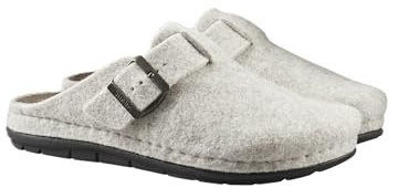Simba STORMUR Women’s Slipper, with Gel Massage Footbed, For Indoor/Outdoor Comfort, Felted Clog Style - Beige - Size 3