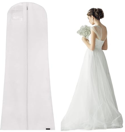 Borsa per abiti da sposa, 180 cm, anti-polvere, traspirante, con chiusura lampo, per abiti da sposa, abiti da sera o lunghi