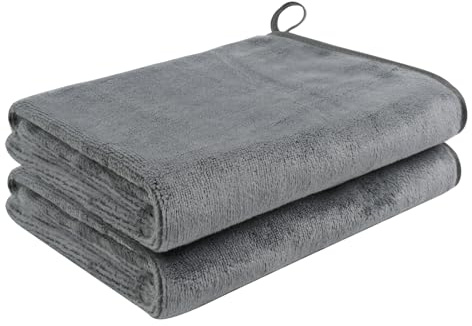 VIVOTE Asciugamano in microfibra, super morbido e assorbente, in microfibra, per cucine e bagno, asciugamano a mano asciutto, 40 x 70 cm, per ospiti, 2 pezzi, grigio