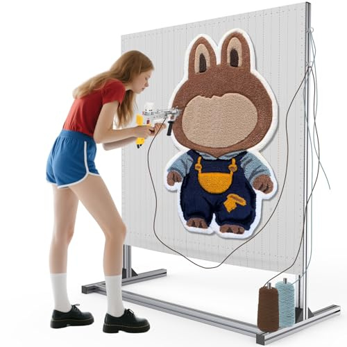 NODOCA Marco De Tufting De 135 Cm Con 170 Picos, Marco De Moqueta De Aluminio Y Metal Para Hacer Alfombras, Soporte De Tela Para Principiantes