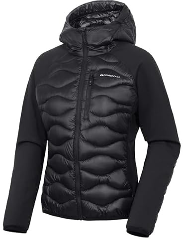 Pioneer Camp Übergangsjacke Damen Herbst Leicht Laufjacke Atmungsaktiv | Winddicht, 3000mm+ Wasserabweisend, Hoher Kragen, 2 Eingriffstaschen, Brusttasche mit ReißVerschluss, Wandern, Läuft