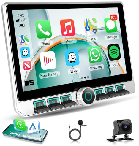 Motorsi Dual DIN Motorsi Wireless CarPlay 4+64G bilradio med GPS-navigering, 2 DIN 10,1 Android-bilradio, Android Auto, bluetooth, FM/AM/RDS/AUX, wifi, röstassistent, delad skärm