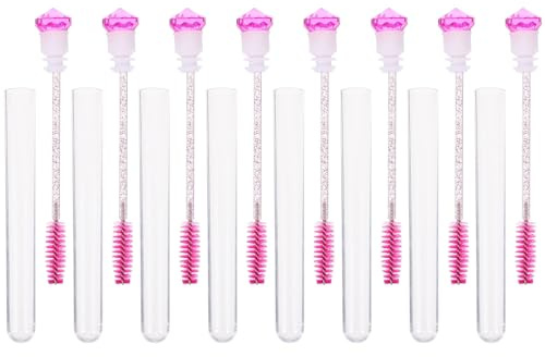 Alipis 8 pezzi Spazzole per Ciglia con Tubo Diamante Rosso Pettine per Extension e Trucco Professionale Scovolini Vuoti per Mascara e Sopracciglia Strumento Ergonomico per Separare e