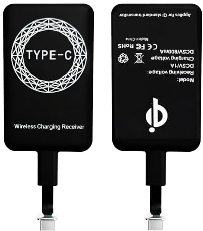 Adaptateur de Charge Qi sans Fil 5V 1A Type C, Récepteur Universel de Chargement Rapide par Induction USB-C Compatible avec Téléphones Android Samsung, Huawei, Xiaomi, Google Pixel et Modèles Similair