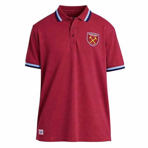 West Ham United FC Mens Polo Shirt, Official West Ham Football Crest Polo, Mens Hammers Crest Shirt, WHU Supporters Top