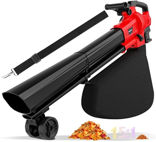 Aspirateur à feuilles sans fil 3 en 1 avec sac compatible avec batterie | Souffleur électrique avec aspirateur et broyeur avec sac de 40 L, souffleur à feuilles pour l'entretien de la pelouse