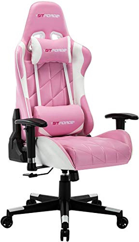 GTFORCE PRO GT Reclining Sports Racing Gaming Office Desk PC CAR Faux Leather Chair (Pink)