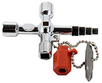 Chiave a croce 4 in 1, chiave universale quadrata triangolare, chiave multifunzione per porte elettriche, chiave di apertura in lega di zinco