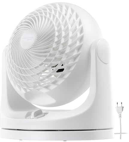 Iris Ohyama, Woozoo, Ventilateur de Table, 23m², Ventilateur de Bureau, Blanc, 3 Vitesses, Silencieux, Oscillation, Pour Chambre, Salon, Cuisine, Circulateur d'Air, Rafraîchissant, Puissant, PCF-MKM18