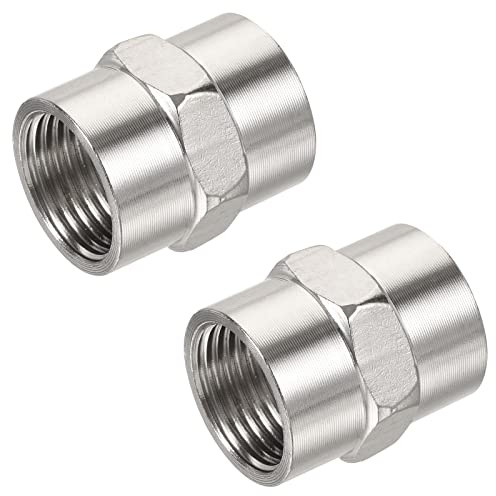 sourcing map Stainless Steel Pipe Fitting G1/2 Female to Female Thread 2pcs | Hex Connector Adapter