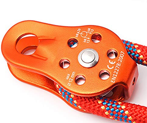 BOROCO Carrucola Arrampicata 26 KN Forestale Puleggia Alluminio Pulegge Singola Arrampicata Gruppo per di Pulegge Gravosi Roccia Speleologia Alpinismo Corda da 12 MM