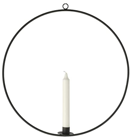 Spetebo Metall Stabkerzen Halter Ring 40 cm - schwarz - Tafelkerzen Ständer rund zum Hängen - Deko Kerzen Halter Leuchter Hoop groß zum Aufhängen Weihnachten Advent Winter