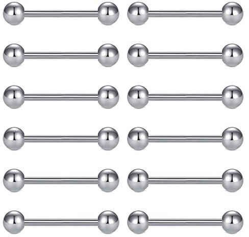 VF VFUN 14G Piercing Lingua Griglia Dritta Barre Linguali 16mm Anello Della Lingua Capezzoli Cartilage Tongue Nipple Ring Piercing Gioielli