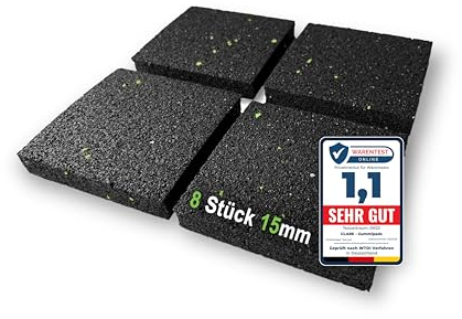CLARE Premium Schwingungsdämpfer als Waschmaschinenunterlage & Vibrationsdämpfer | Anti-Rutsch-Pads 90x90mm | weniger Lärm & Bewegung | Antivibrationsmatte für Lautsprecher, 3D Drucker | 8 Stück 15mm