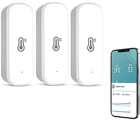 3-pack smart Wifi-temperatur- och fuktighetssensor, kompatibel med Alexa och Google Home, för hem, baby, garage, intelligent länk, ingen hubb krävs