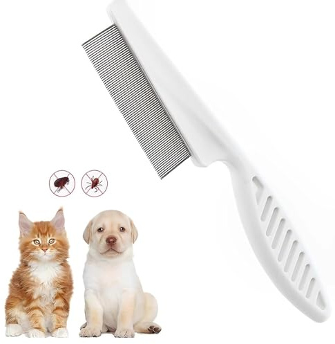 Flea Comb for Dogs Cats, Dog Hair Comb Grooming Tool for Removing Tear Stains, Fleas, Dandruff, Lice