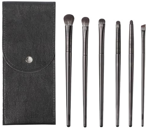 6 Stück Augenpinsel Pinselset Makeup, Augenbrauen Pinsel Dual Endete, Mini Wimpernbürste, Make up Pinsel Set Lidschattenpinsel für Gestaltung, Lidschatten Blender Pinsel Pinselset Mit Rindsledertasche