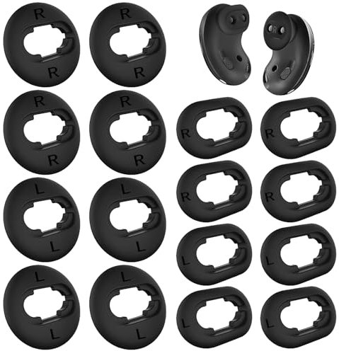 8 Pairs EarBuds Ear Tips, Soft Silicone Anti-Slip Ear Adapter, Black Wireless Bluetooth Headphones Earbuds Sets, Replacement Accessories Compatible with Samsung Galaxy Buds Live Earphones