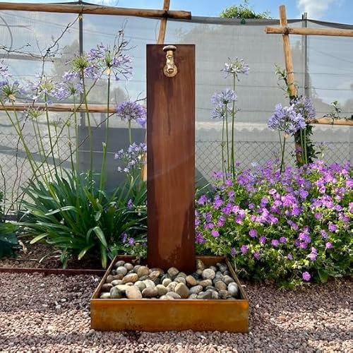 Fontana da giardino in corten misure cm 10x20 H100 (Con base)