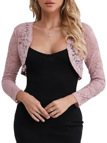 fuinloth Bolero Toreras Mujer Elegante Encaje Fiesta Boda Noche Corto | Suave y ligero, favorecedor, transpirable, versátil, confortable, tallas amplias