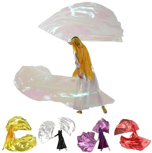 MUNAFIE Lot de 2 drapeaux d'adoration - Demi-cercle - Avec hampe flexible - Pour spectacle de danse - Église - Blanc transparent