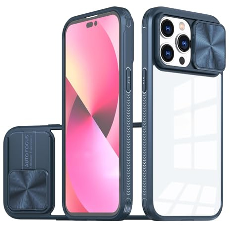 Rokmym Custodia protettiva per fotocamera compatibile con iPhone 11, in policarbonato rigido, resistente agli urti, con fotocamera Slider, antiurto, antigraffio, per iPhone 11, blu reale