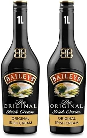 Baileys Original Irish Cream Liqueur | 17% vol | 1L | Fine Irish Whiskey | Spirits | Irish Dairy Cream | Rich Chocolate & Vanilla Flavours | Great Over Ice Cream or in Coffee (Pack of 2)