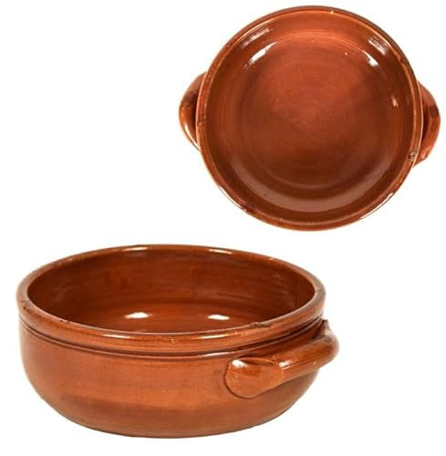 MA MAISON Tegamino in Coccio Monoporzione da Forno Color Cotto -Terrina Per Lasagna, Pasta al Forno, Zuppe -Sapore Originale del Cibo Modello Terra Nostra con Manici (Tegamino - Ø20 cm)