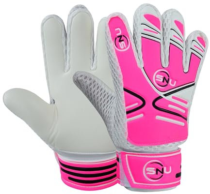 Guantes de portero de fútbol junior para niños, niños y jóvenes, guantes de portero de fútbol con palmas de súper agarre y protección duradera (rosa, 7)
