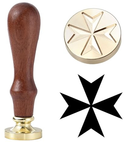 Ychostamp maltesiskt kors vax sigillstämpel – Jesus korstätning, vaxstämpel, 25 mm (0,98 tum) avtagbar mässing helig korstätning för kuvert, speciella temafester