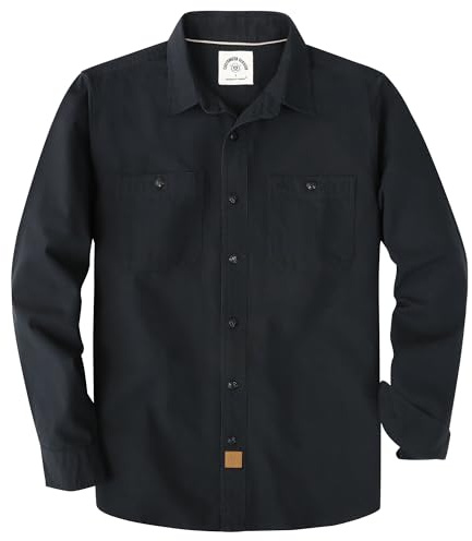 Dubinik® Camisas para Hombre Tela Juvenil Manga Larga Trabajo Casual Botones Vintage Algodon con Bolsillos