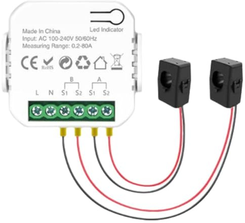 Atthatmmt Smart Energy Monitor,WiFi Smart Energy Monitor Switch Meter,Single/Dual Channel Meter Monitor, Energy Power with Smart Smart