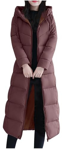 duxyoz Women'S Long Winter Coat Padded Puffer Coat Warm Cotton Quilted Jacket Parka Hooded Maxi Puffer Jacket Solid Slim Fit Overcoat Outerwear Windproof Lightweight Softshell 01 Coffee 3XL