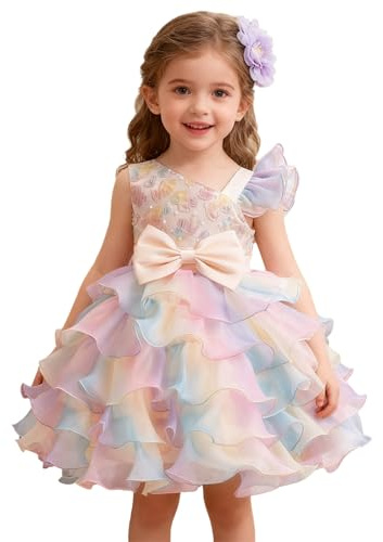 Choomo Baby flicka prinsessa klänning blommig klänning dopklänning ärmlös festlig festklänning med rosett brudtärnor födelsedag kläder
