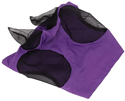 Phefop Hästflugmask med öron Hästmesh Flugmask Hästskydd med Lång Näsa -skydd Anti-myggstickat Tyg för Alla Hästar Arab Cob (Purpur)
