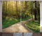 ABAKUHAUS Draussen Rustikaler Vorhang, Fußweg Green Park, Wohnzimmer Universalband Gardinen mit Schlaufen und Haken, 280 x 175 cm, Beige Grün