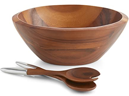 nambe Eclipse Salad Bowl with Servers